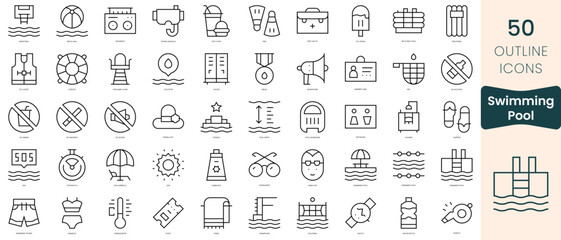 Obraz na płótnie Canvas Set of swimming pool icons. Thin linear style icons Pack. Vector Illustration