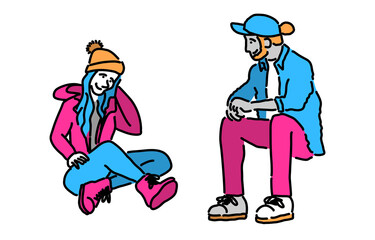 座る人物セット　秋冬
