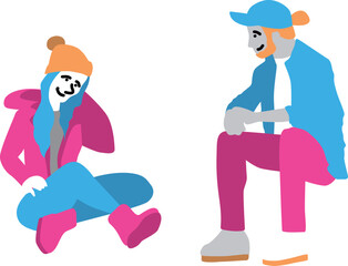 座る人物セット　秋冬
