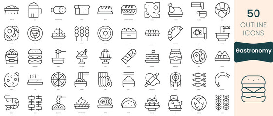 Fototapeta na wymiar Set of gastronomy icons. Thin linear style icons Pack. Vector Illustration