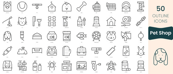 Set of pet shop icons. Thin linear style icons Pack. Vector Illustration