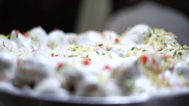close up of a plate with a salad