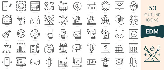 Set of edm icons. Thin linear style icons Pack. Vector Illustration