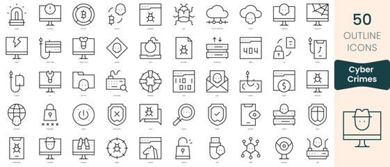 Fototapeta na wymiar Set of cyber crimes icons. Thin linear style icons Pack. Vector Illustration