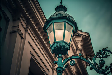 Fototapeta na wymiar Low Angle View Of Street Lamp On Building