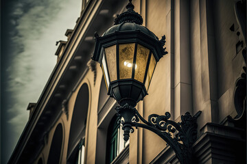 Fototapeta na wymiar Low Angle View Of Street Lamp On Building