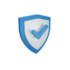 3d rendering safety security concept with shield and checklist