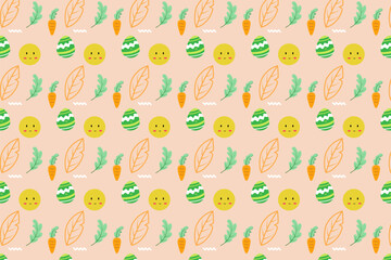 Trendy Cute bunny easter Element seamless pattern with decorative eggs. Easter holiday Pastel background for website, printing on fabric, gift wrap and wallpapers