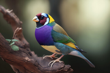 Obraz premium Gouldian Finch. The seven-colored finch or rainbow bird is a colorful bird. Native to northern Australia.