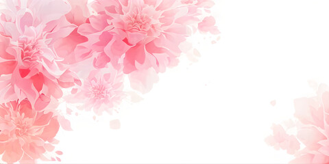 pink flowers on white background, illustration, Generative, AI