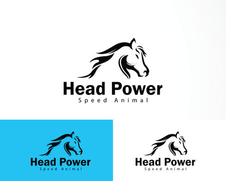 head horse logo creative strong speed power black vector
