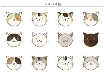 Fototapeta premium いろいろ猫イラストセット（手書き風）