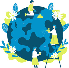 Taking care of earth illustration
