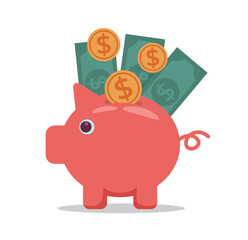 piggy bank in flat vector illustration	
