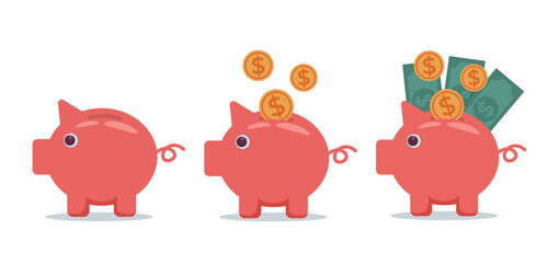 piggy bank in flat vector illustration	

