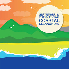 International Coastal Cleanup Day  . Design suitable for greeting card poster and banner