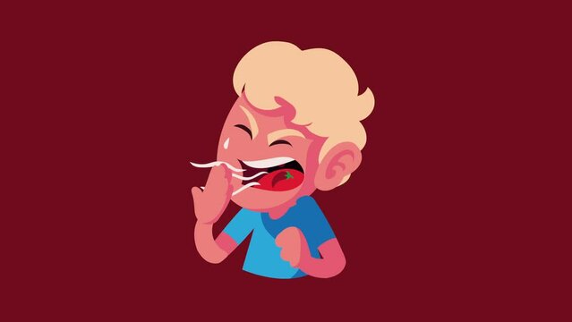blond boy eating chilli character