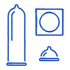 condom brush on white background, vector illustration.