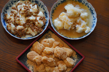 様々な味のお餅