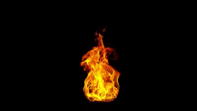 Super Slow Motion Shot of Real Fire Flame Isolated on Black Background at 1000fps.