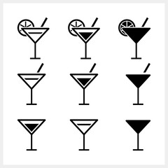 Cocktail icon isolated Drink stencil clipart Engraving vector stock illustration EPS 10