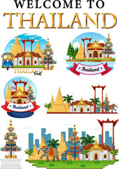 Bangkok Thailand Landmark Logo Banner