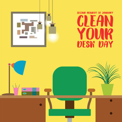 clean your desk day. Design suitable for greeting card poster and banner