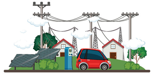 Naklejka premium Green energy generated from natural resources vector concept