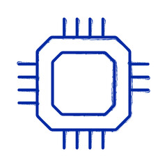 cpu chip brush on white background, vector illustration.