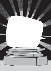 Cartoon Hexagonal gray Stage for mockup presentation. Comic Book Product podium Graphic Presentation. Vector Showcase Illustration.