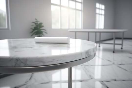 _Marble_table_top_with_blur_hospital_clinic_medical_