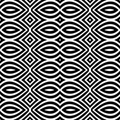 Vector geometric seamless pattern. Minimal ornamental background with abstract shapes. Black and white texture. Simple abstract ornament background. Dark repeat design for decor, fabric, cloth.