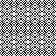 Vector geometric seamless pattern. Minimal ornamental background with abstract shapes. Black and white texture. Simple abstract ornament background. Dark repeat design for decor, fabric, cloth.