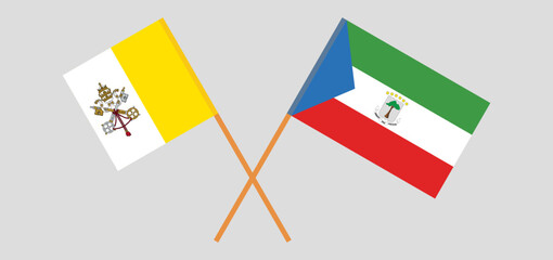 Crossed flags of Vatican and Equatorial Guinea. Official colors. Correct proportion
