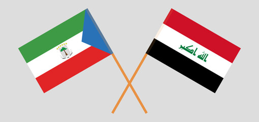 Crossed flags of Equatorial Guinea and Iraq. Official colors. Correct proportion