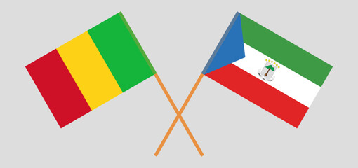 Crossed flags of Mali and Equatorial Guinea. Official colors. Correct proportion