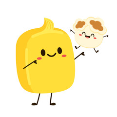 Corn and butter vector. Corn and Butter character design. Corn on white background.