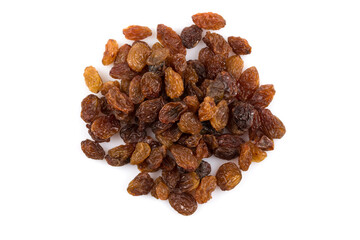 Sweet raisins on white