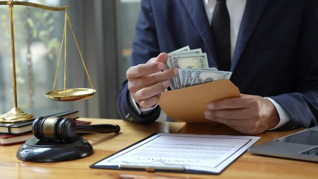 Corrupt lawyers count money, hide bribes in shirts. forgery of documents Corrupt judges or bidders counting money in the blackroom. Black market. Criminals. Dirty judges counting dollars.
