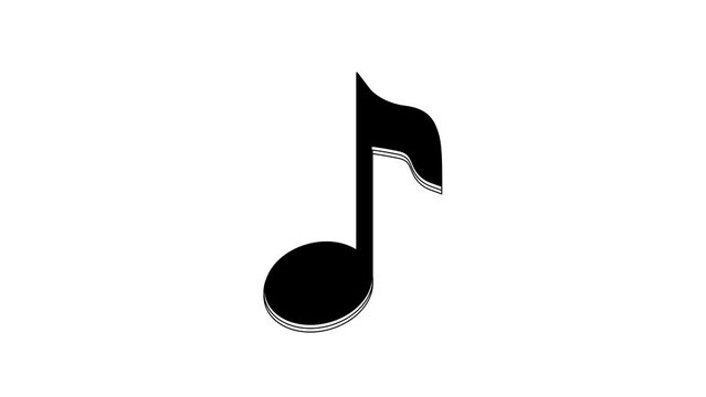 Black Music note, tone icon isolated on white background. 4K Video motion graphic animation
