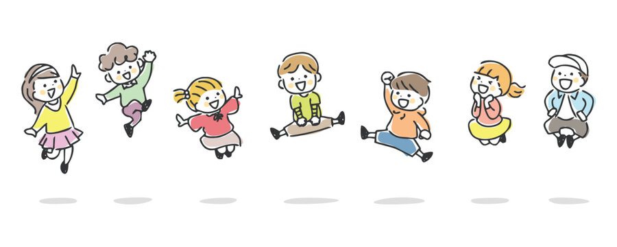 ジャンプする子供たち