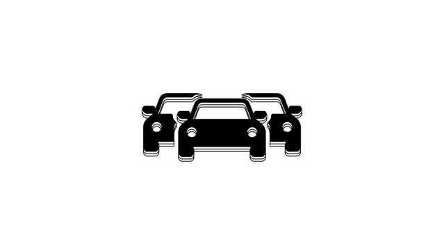 Black Cars icon isolated on white background. 4K Video motion graphic animation