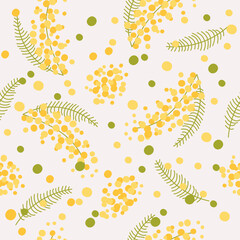 Fototapeta na wymiar seamless pattern for textile mimosa flowers on white