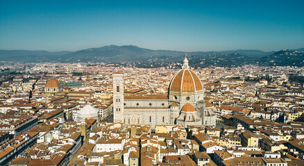 Fototapeta na wymiar Aerial view of Santa Maria del Fiore Cathedral in Florence, Italy
