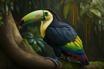 The keel-billed toucan (Ramphastos sulfuratus), also known as sulfur-breasted toucan, keel toucan, or rainbow-billed toucan, is a colorful Latin American member of the toucan family. 