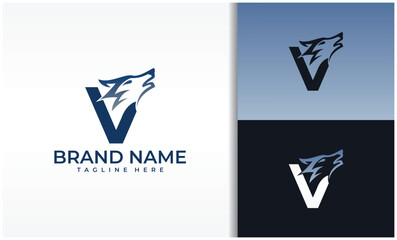 Letter V Wolf Logo