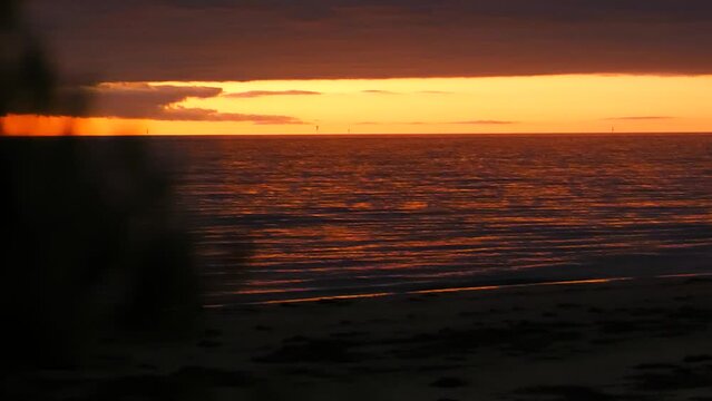 Semaphore Beach Sunset Over Ocean by Semaphore Golden Hour Sea with Calm Waves