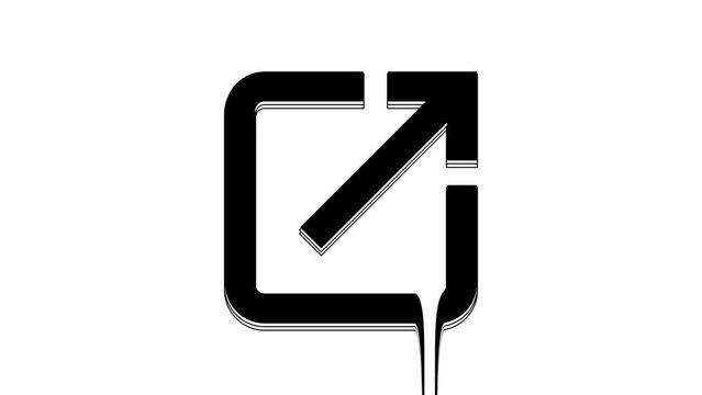 Black Open in new window icon isolated on white background. Open another tab button sign. Browser frame symbol. External link sign. 4K Video motion graphic animation