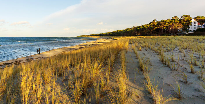 Strand und D&uuml;ne an Ostsee bei D&auml;mmerung
