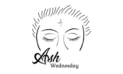 Ash Wednesday Cross Vector Art. Ash Wednesday With Cross, Blessing, Worship, Holy background design. 	